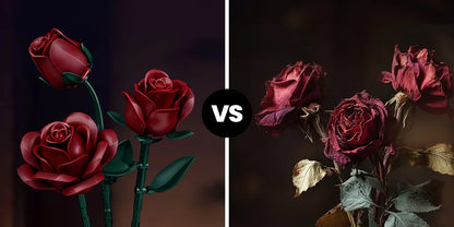 Burgundy Red Roses Building Set Block Bouquet Flowers