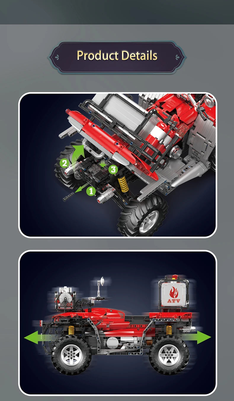 ATV Firefighting Rescue Vehicle Building Blocks RC Electric Motorcycle