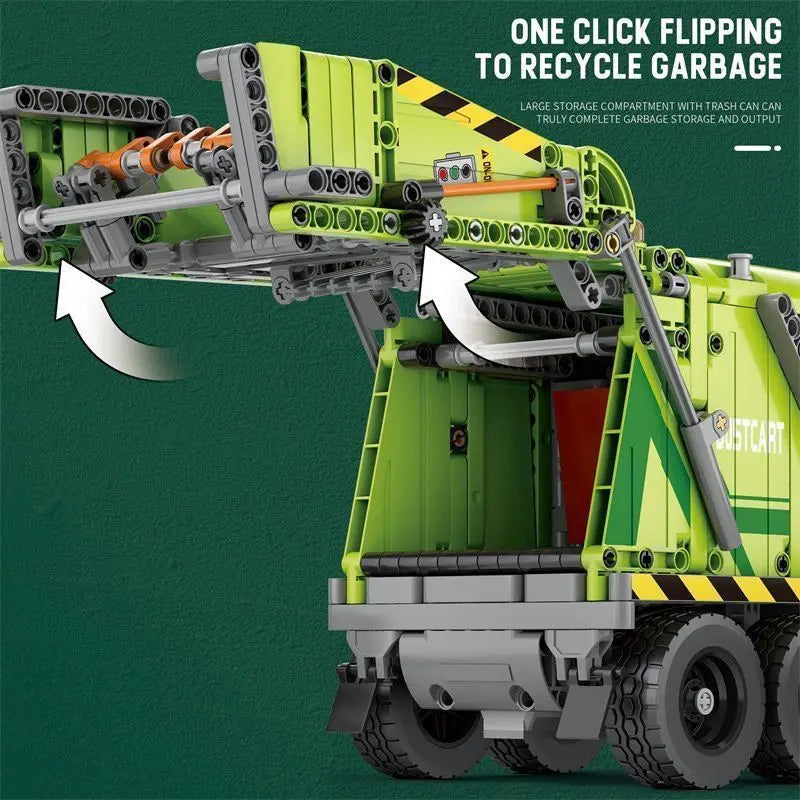 Compression Garbage Truck Electric RC Building Block Assembly Model