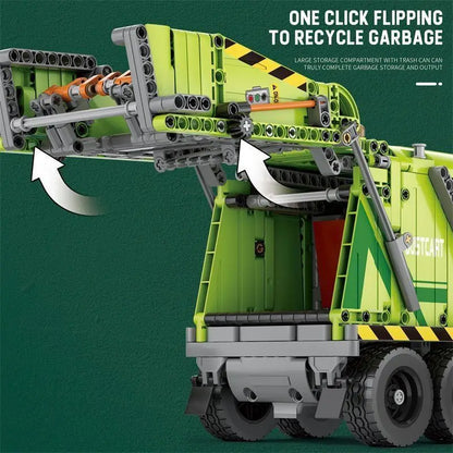 Compression Garbage Truck Electric RC Building Block Assembly Model