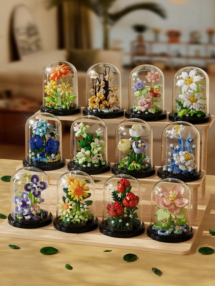 Building block flower bouquet hand gift succulent