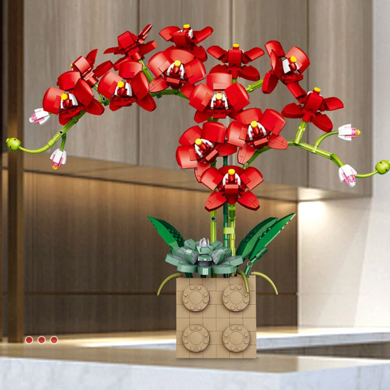 MOC Eternal Orchid Flower Building Block