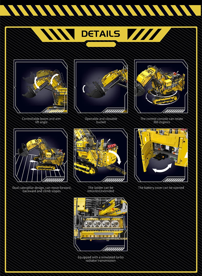 Excavator R9800 APP Controlled Building Blocks Set  with 6 Motors ﻿