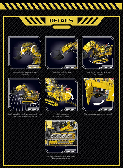 Excavator R9800 APP Controlled Building Blocks Set  with 6 Motors ﻿