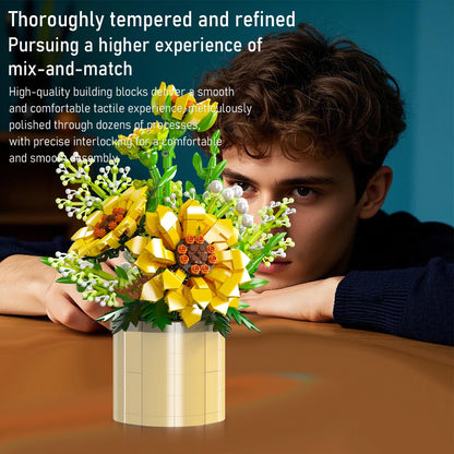 Sunflower Building Blocks Potted Plants Simulation Flower Bouquet