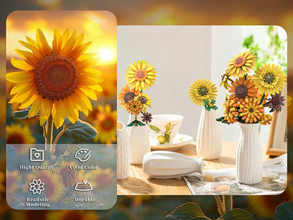 Sunflower Building Blocks Flower Bouquet Vase