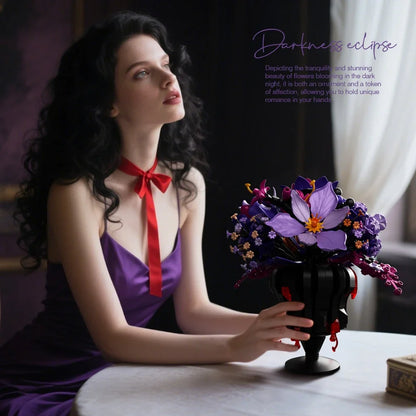 Romantic Flower Bouquet Building Blocks Preserved Flowers Vase Model