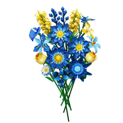 Romantic Ice Blue Daisy Bouquet Building Blocks Eternal Flower Plant