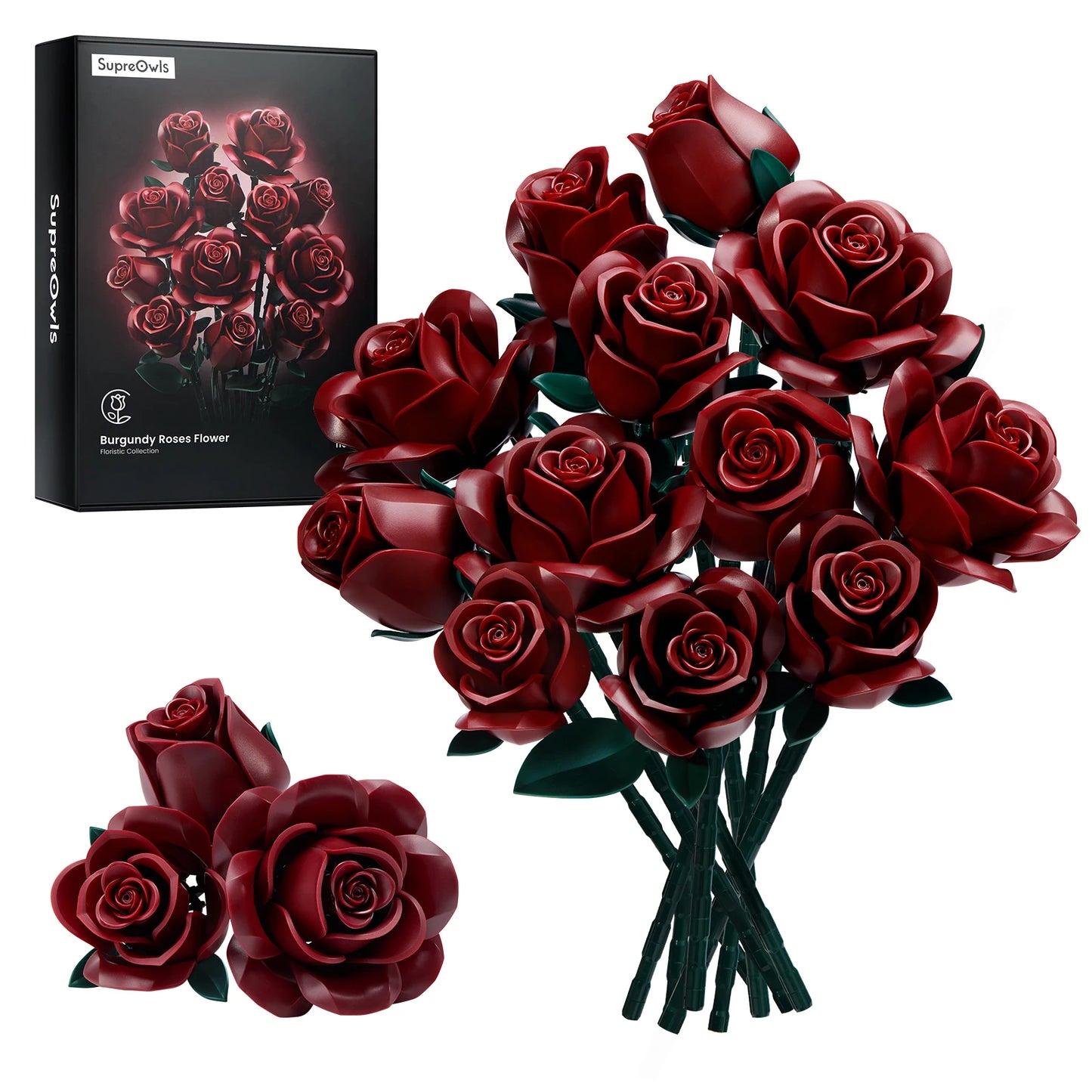 Yellow Flower Bouquet Building Set Block Roses Artificial Flowers Brick