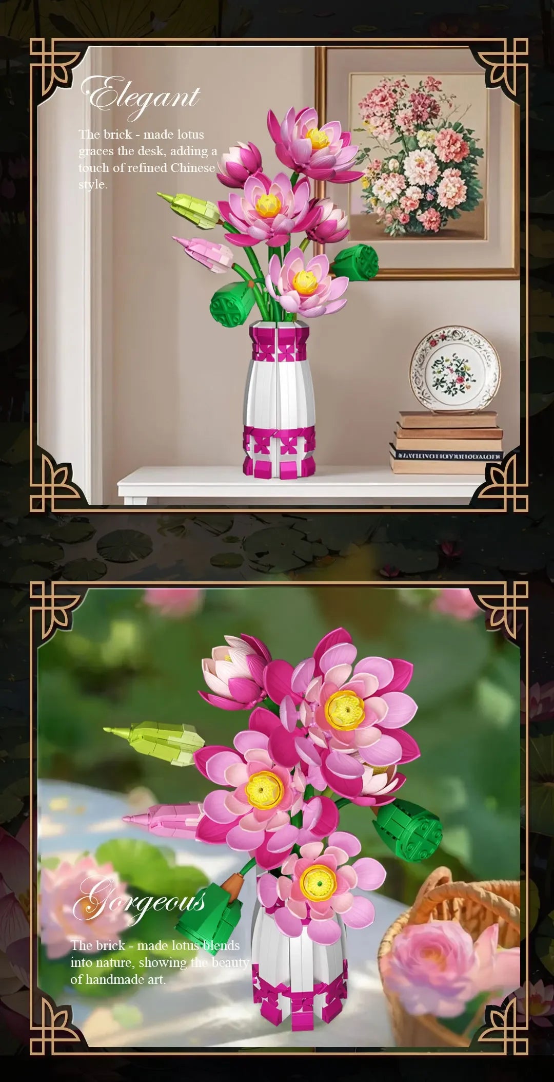 Lotus Flower with Vase Building Blocks