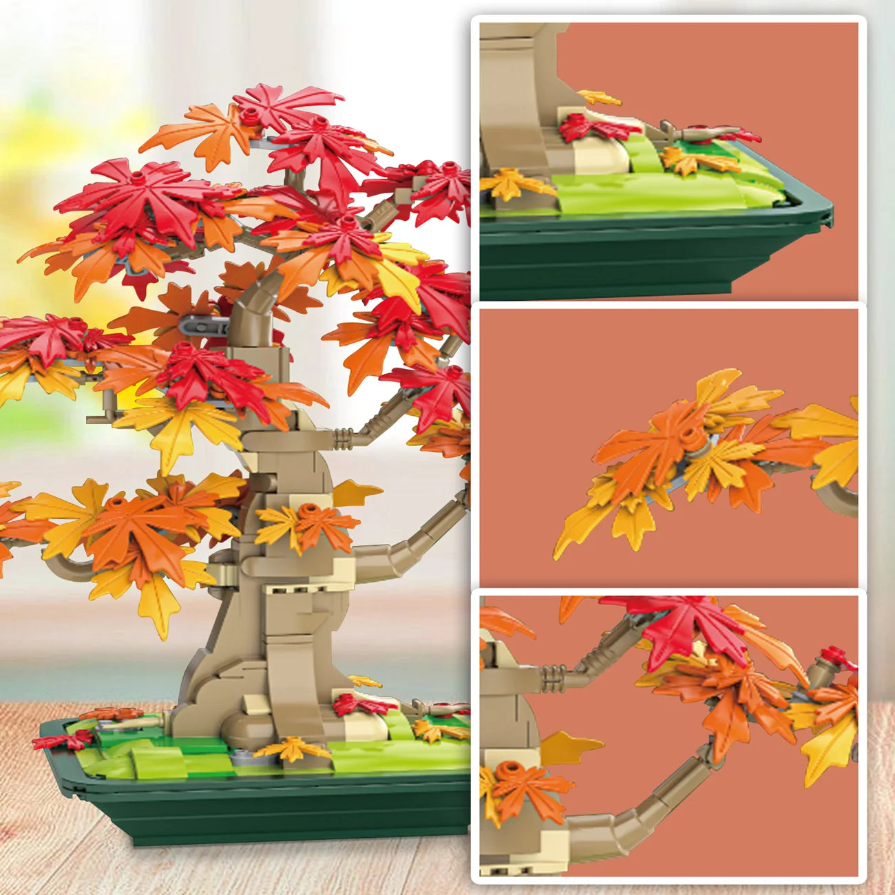 Bonsai maple tree home decoration, Building blocks tree model