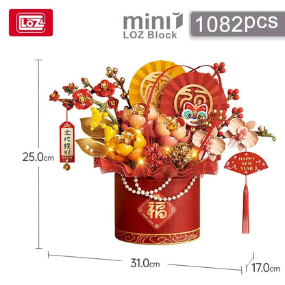 LOZ-1964 Spring Festival New Year rose building