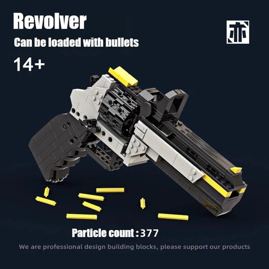 377PCS Creative revolver Building Blocks MOC Technical Capable of Firing Bullets Assemble Bricks Toy Gift For Kids
