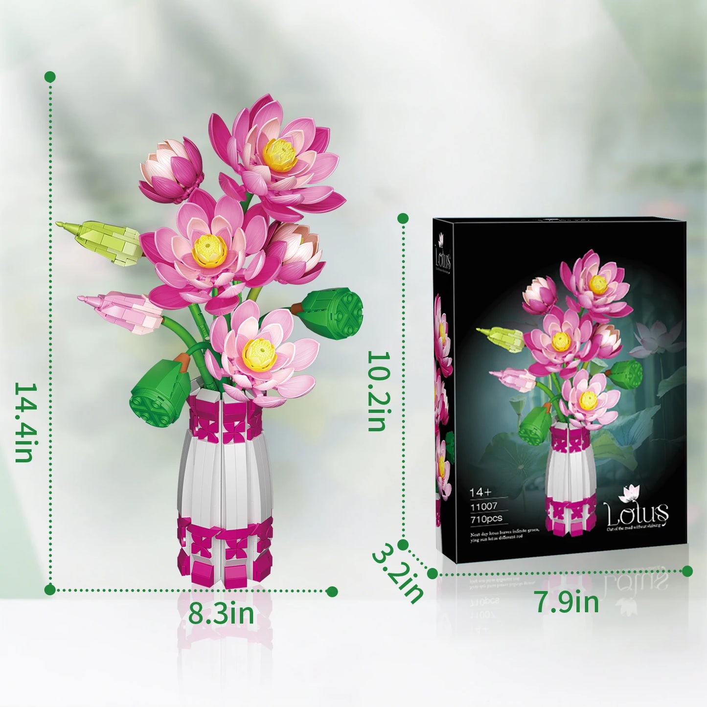 Lotus Flower with Vase Building Blocks