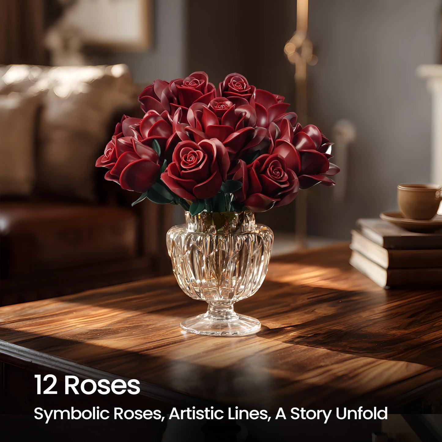 Burgundy Red Roses Building Set Block Bouquet Flowers