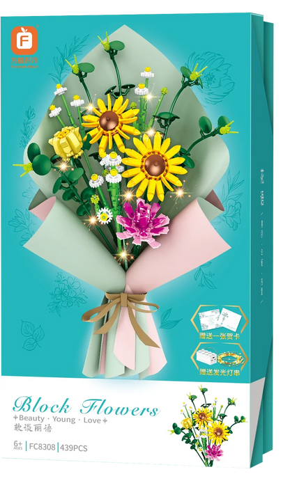 DIY Flower Building Block Rose sun flower Tulip Household Potted Plant Bouquet