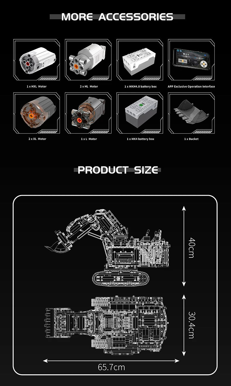 Excavator Building Block Assembly Car Brick
