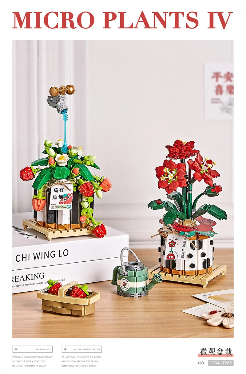 Flower Building Blocks Mini Potted Plant Bouquet