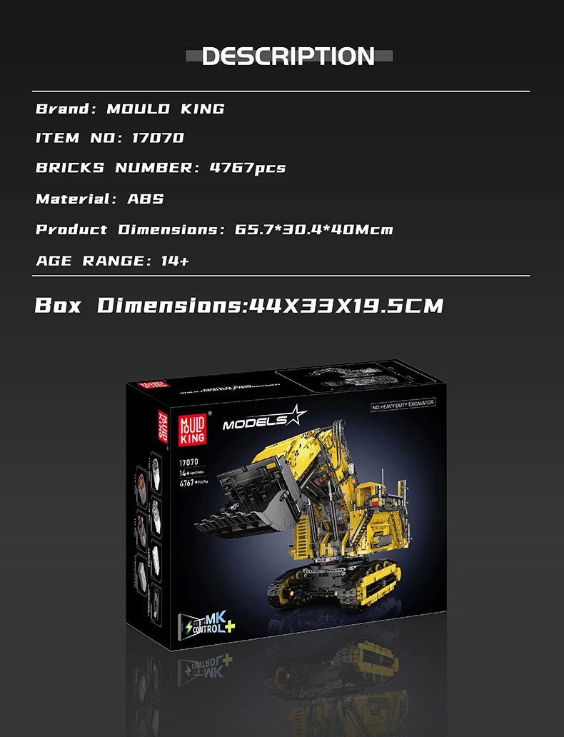 Excavator R9800 APP Controlled Building Blocks Set  with 6 Motors ﻿