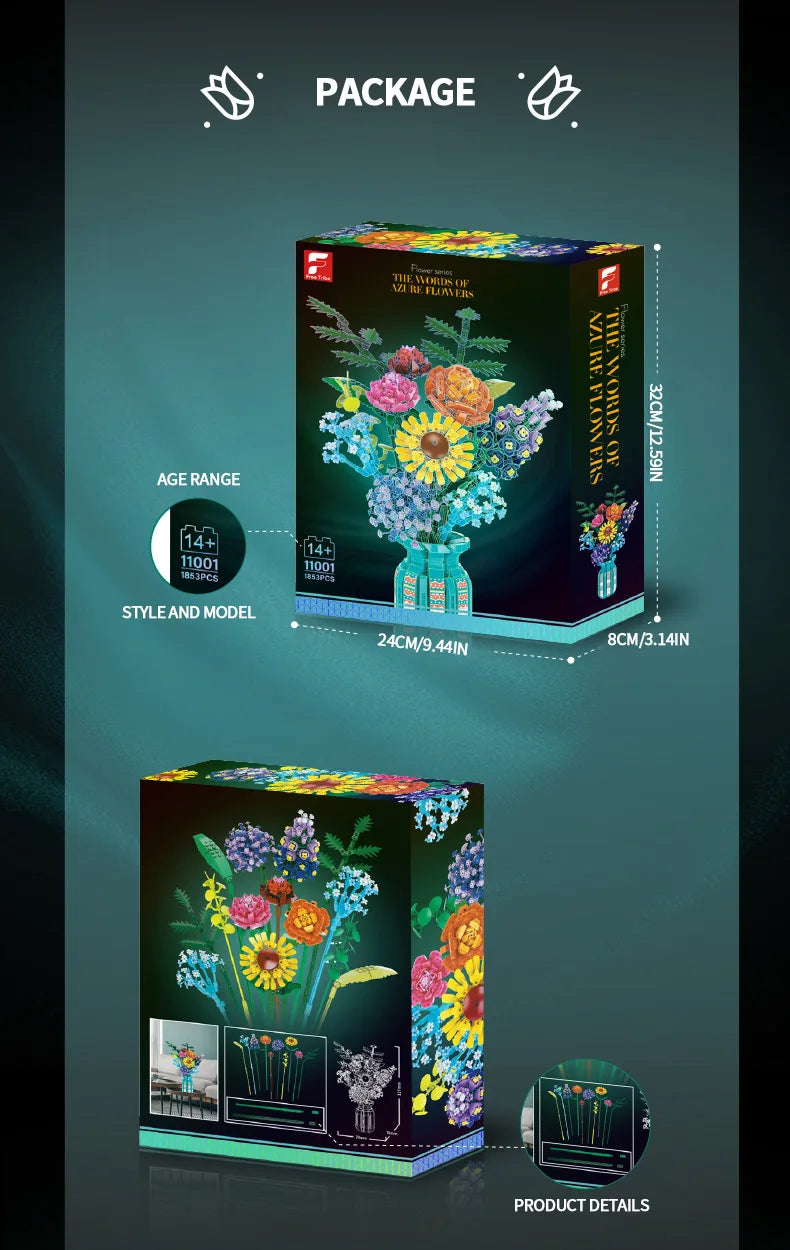 Sunflower Building Blocks Flower Bouquet Vase