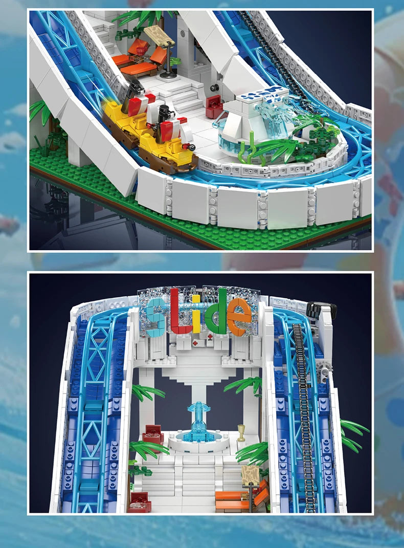 The Motorized Water Slide with Roller Coaster