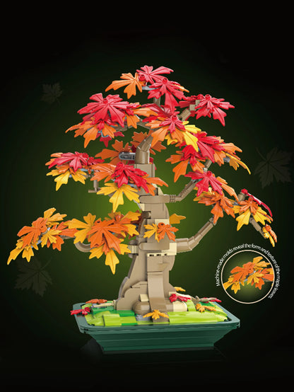 Bonsai maple tree home decoration, Building blocks tree model
