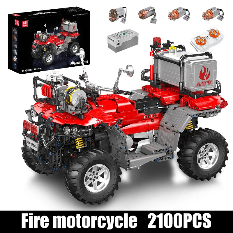 ATV Firefighting Rescue Vehicle Building Blocks RC Electric Motorcycle