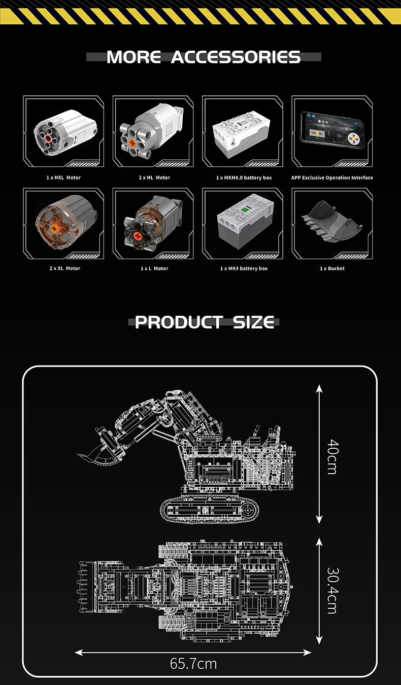 Excavator R9800 APP Controlled Building Blocks Set  with 6 Motors ﻿