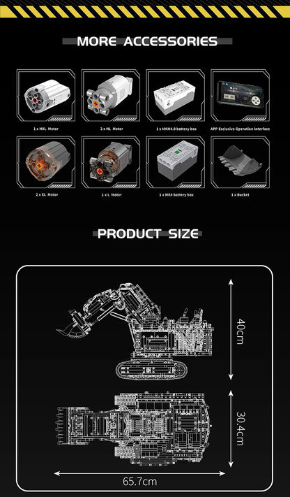 Excavator R9800 APP Controlled Building Blocks Set  with 6 Motors ﻿