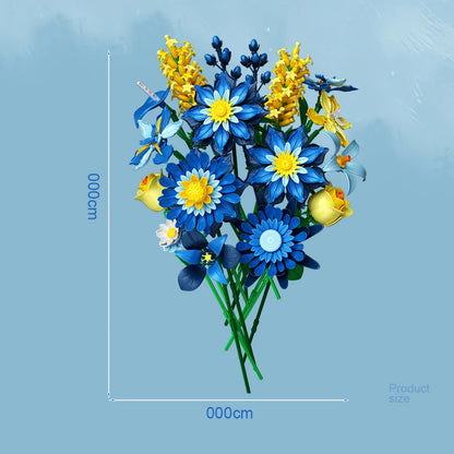 Romantic Ice Blue Daisy Bouquet Building Blocks Eternal Flower