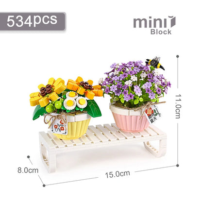 Flower Building Blocks DIY Plant Bonsai Decoration Rose