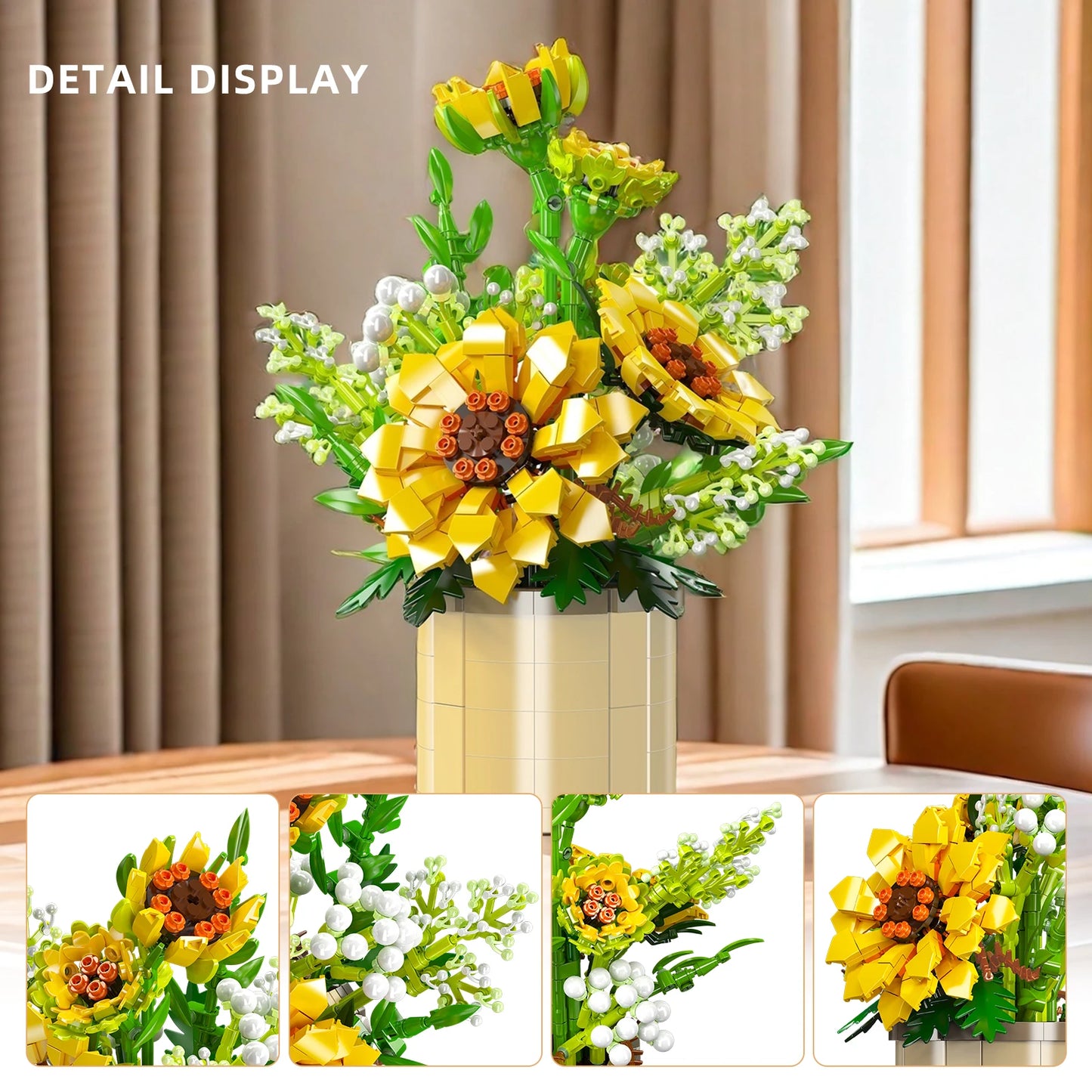 Sunflower Building Blocks Potted Plants Simulation Flower Bouquet