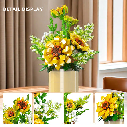 Sunflower Building Blocks Potted Plants Simulation Flower Bouquet