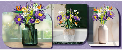 Romantic Violet Flower Bouquet Building Blocks