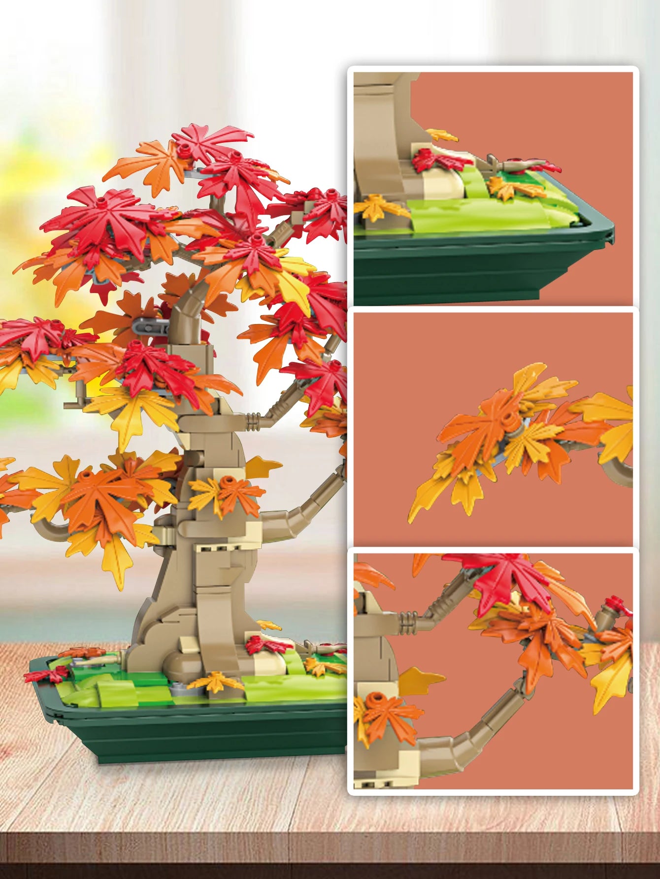 Bonsai maple tree home decoration, Building blocks tree model