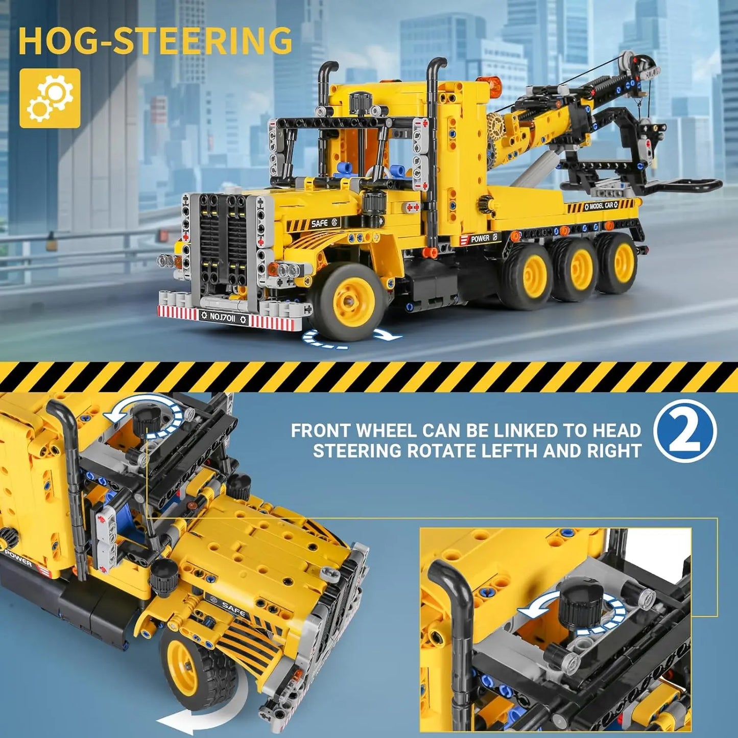 Tow Truck Building Blocks City Engeneering Trailer Crane Car