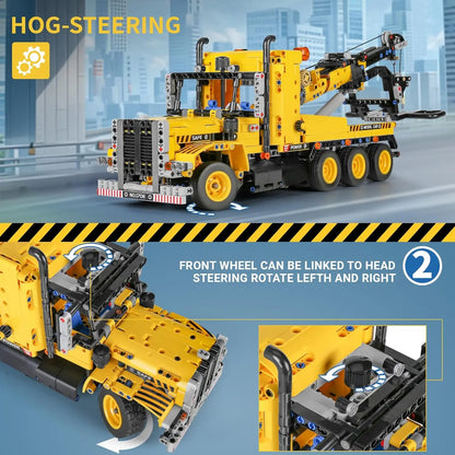 Tow Truck Building Blocks City Engeneering Trailer Crane Car