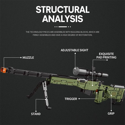 1245PCS AWM Sniper Rifle Model Building Blocks Military Weapon Super Magnum With Scope Bricks Toys Set Children's Holiday Gift