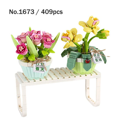 Flower Building Blocks DIY Plant Bonsai Decoration Rose