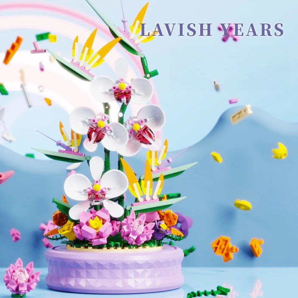 Phalaenopsis Rotating Flower Music Box Building