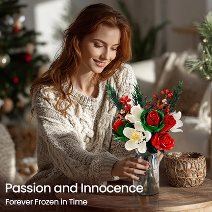 Yellow Flower Bouquet Building Set Block Roses Artificial Flowers Brick