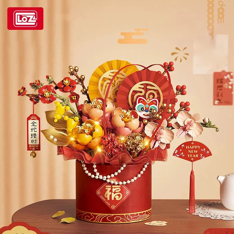 LOZ-1964 Spring Festival New Year rose building