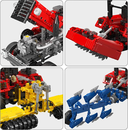 Agricultural Tractor RC Building Blocks Set (Harvester, Disc Harrow, Plow Truck)