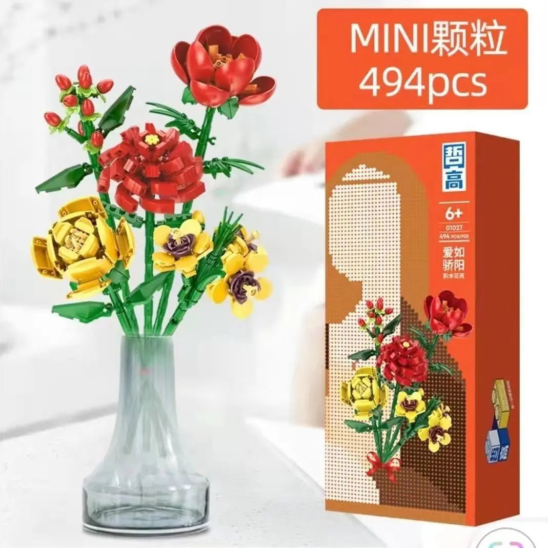 KNEW BUILT Flower Bouquet 3D Model Toy Mini Build Blocks