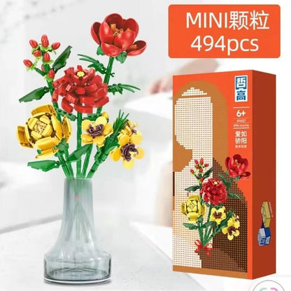 KNEW BUILT Flower Bouquet 3D Model Toy Mini Build Blocks