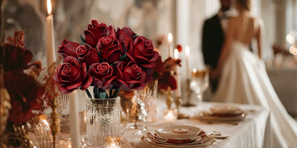 Burgundy Red Roses Building Set Block Bouquet Flowers