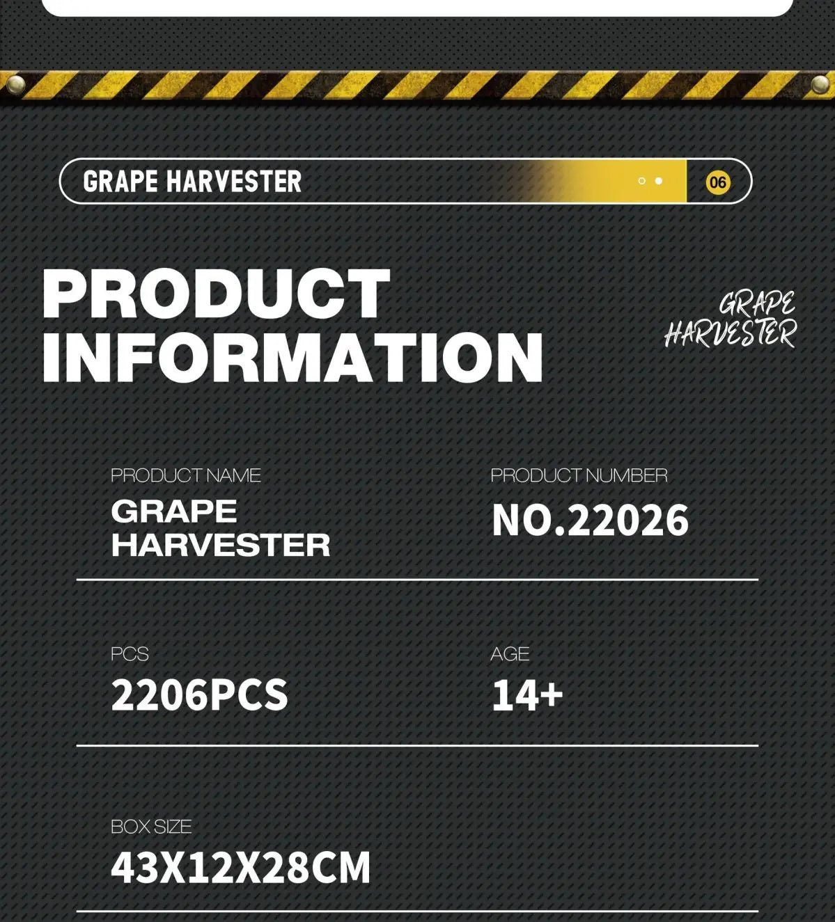 Grape Harvesting Machine Adult High-Difficulty Building Blocks