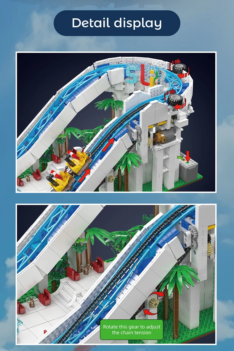 The Motorized Water Slide with Roller Coaster