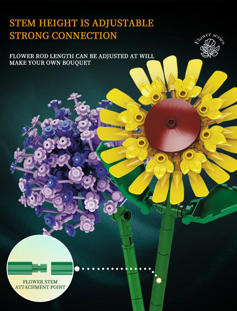Sunflower Building Blocks Flower Bouquet Vase
