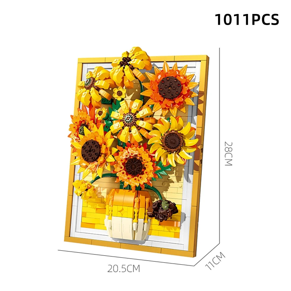 KNEW BUILT 3D Sunflower Photo Frame Building Block l